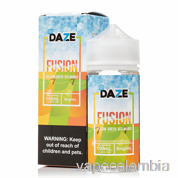 Kit Completo De Vapeo Helado Amarillo Verde Rojo Mango - 7 Daze Fusion - 100ml 0mg